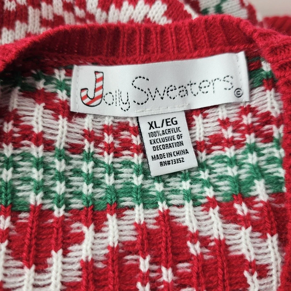 Jolly Sweaters Mens Holiday XL Red Green Ugly Christmas Knit Llama Alpaca 3D LS